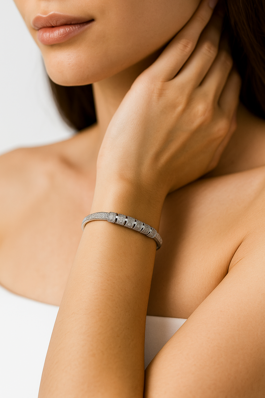 18K Silver Plated colour Bracelet/Zircon Stones/ Rhodium coating