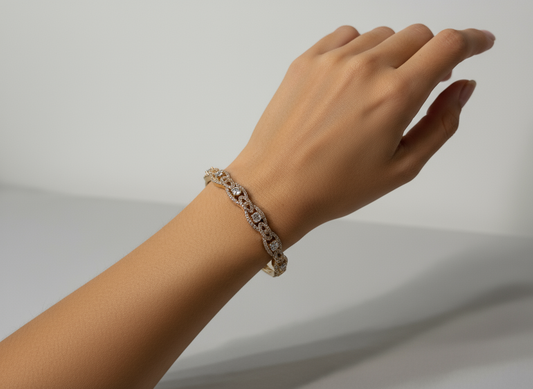 18K Gold Plated colour Bracelet/Zircon Stones/ Rhodium coating