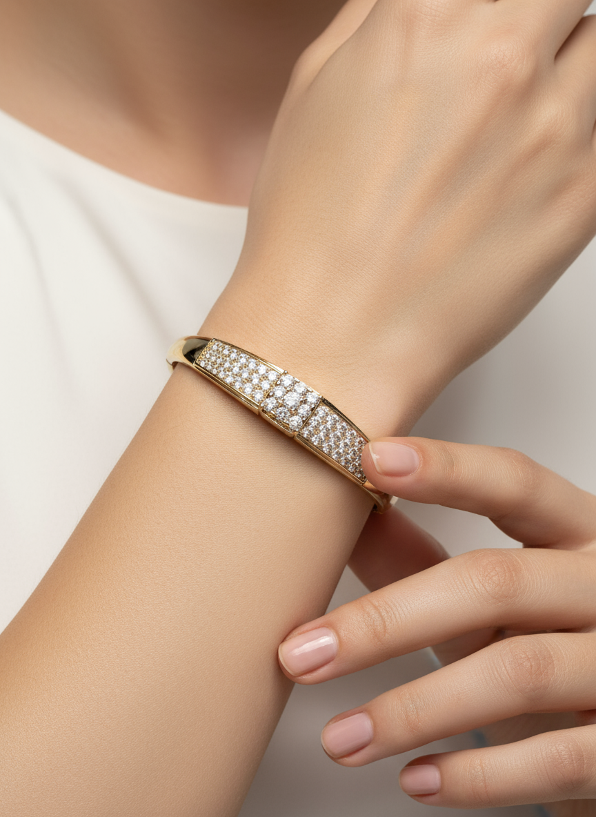 18K Gold Plated colour Bracelet/Zircon Stones/ Rhodium coating