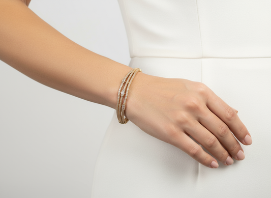 18K Gold Plated colour Bracelet/Zircon Stones/ Rhodium coating