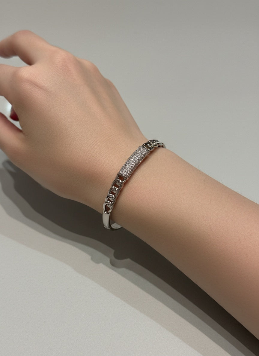 18K Silver Plated colour Bracelet/Zircon Stones/ Rhodium coating