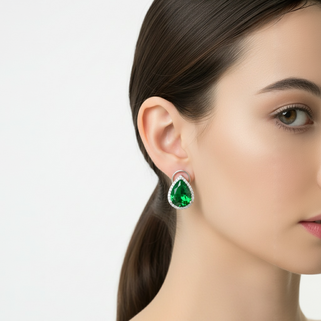 18K Silver Plated colour Earring/Zircon Stones/ Rhodium coating