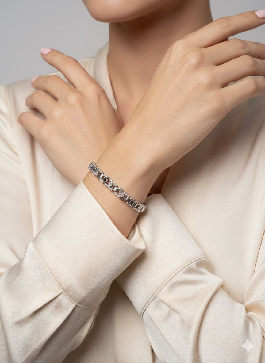 18K Silver Plated colour Loose Bracelet/Zircon Stones/ Rhodium coating