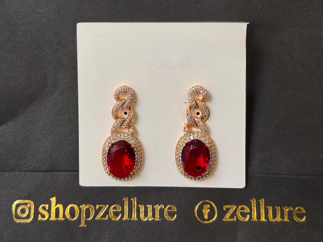 18K Gold Plated colour Earring/Zircon Stones/ Rhodium coating