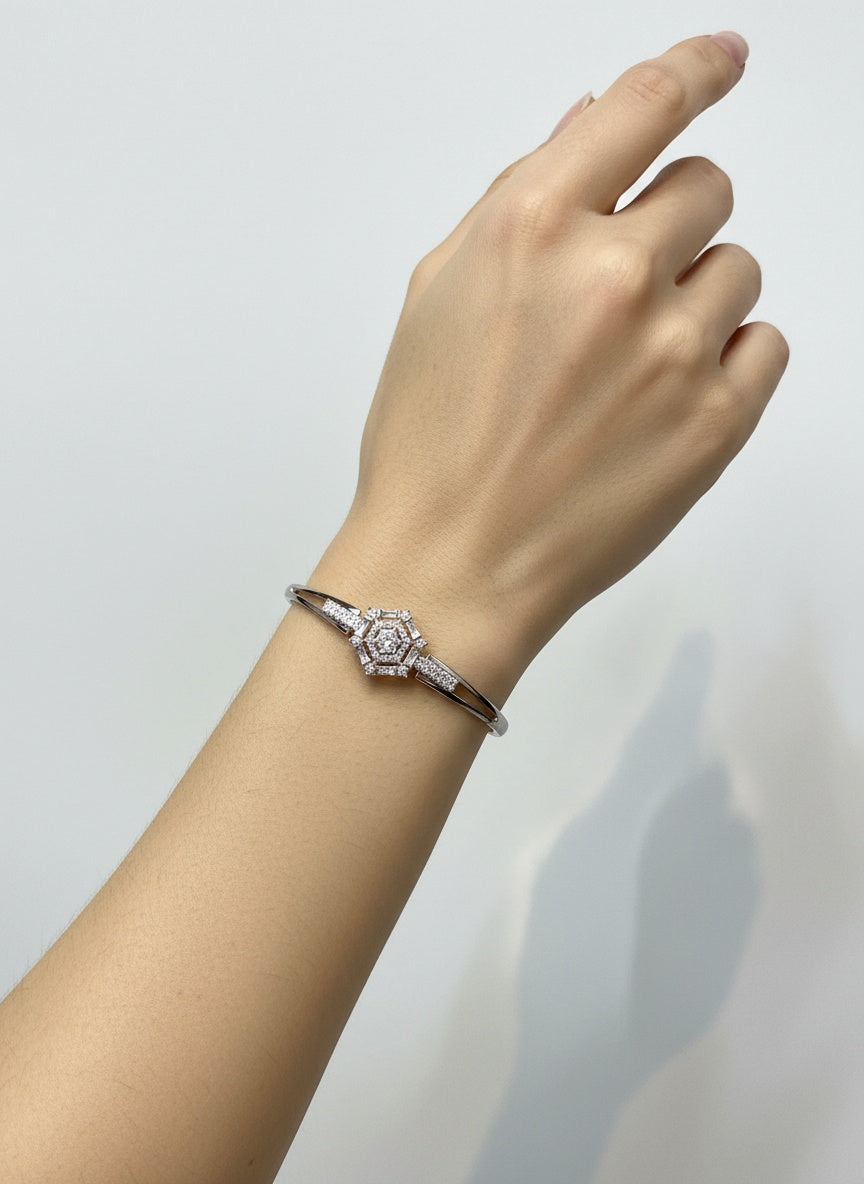 18K Silver Plated colour Bracelet/Zircon Stones/ Rhodium coating