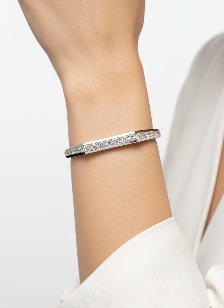 18K Silver Plated colour Bracelet/Zircon Stones/ Rhodium coating