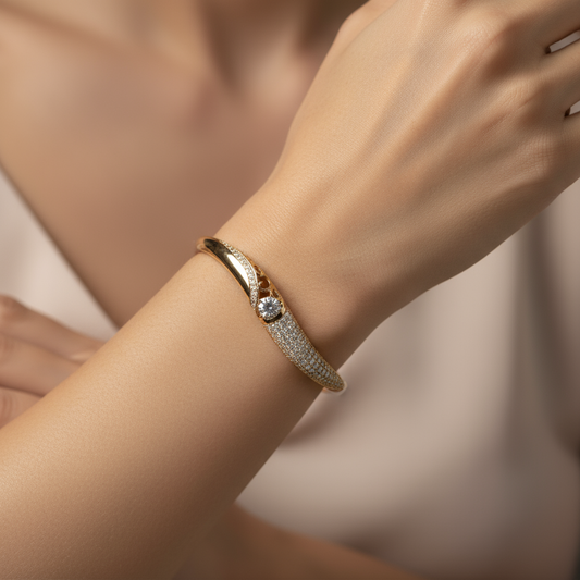 18K Gold Plated colour Bracelet/Zircon Stones/ Rhodium coating