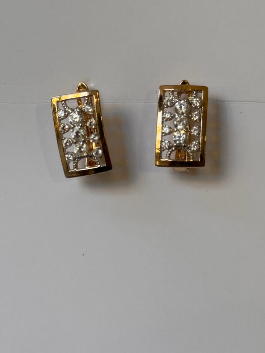 18K Gold Plated colour Earring/Zircon Stones/ Rhodium coating