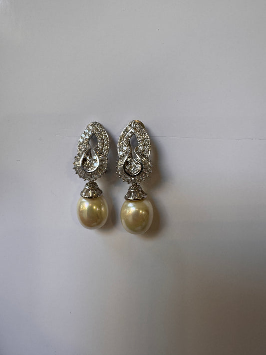 18K Silver Plated colour Earring/Zircon Stones/ Rhodium coating