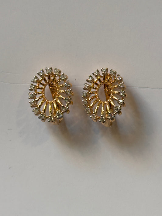 18K Gold Plated colour Earring/Zircon Stones/ Rhodium coating