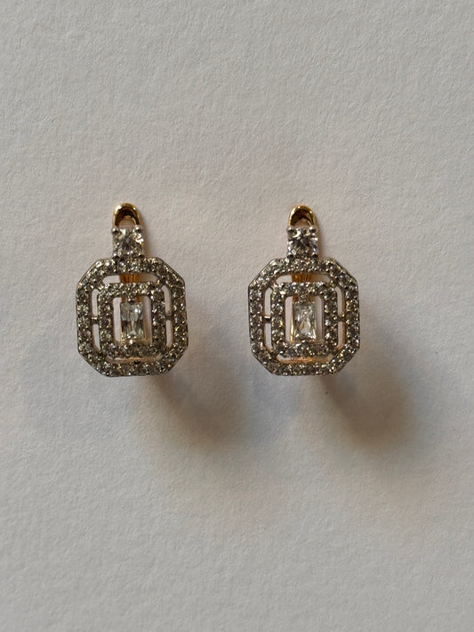 18K Gold Plated colour Earring/Zircon Stones/ Rhodium coating