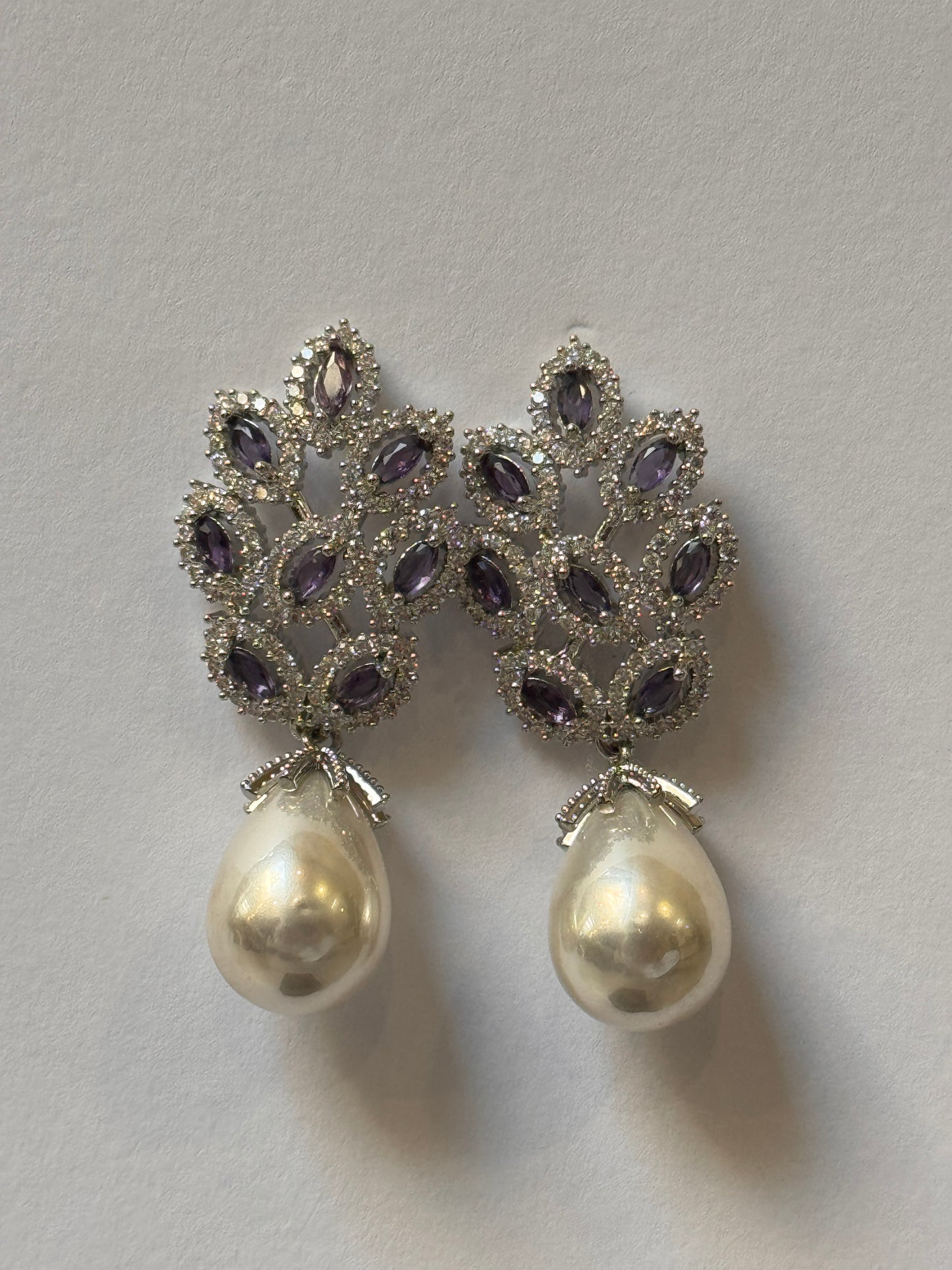 18K Silver Plated colour Earring/Zircon Stones/ Rhodium coating