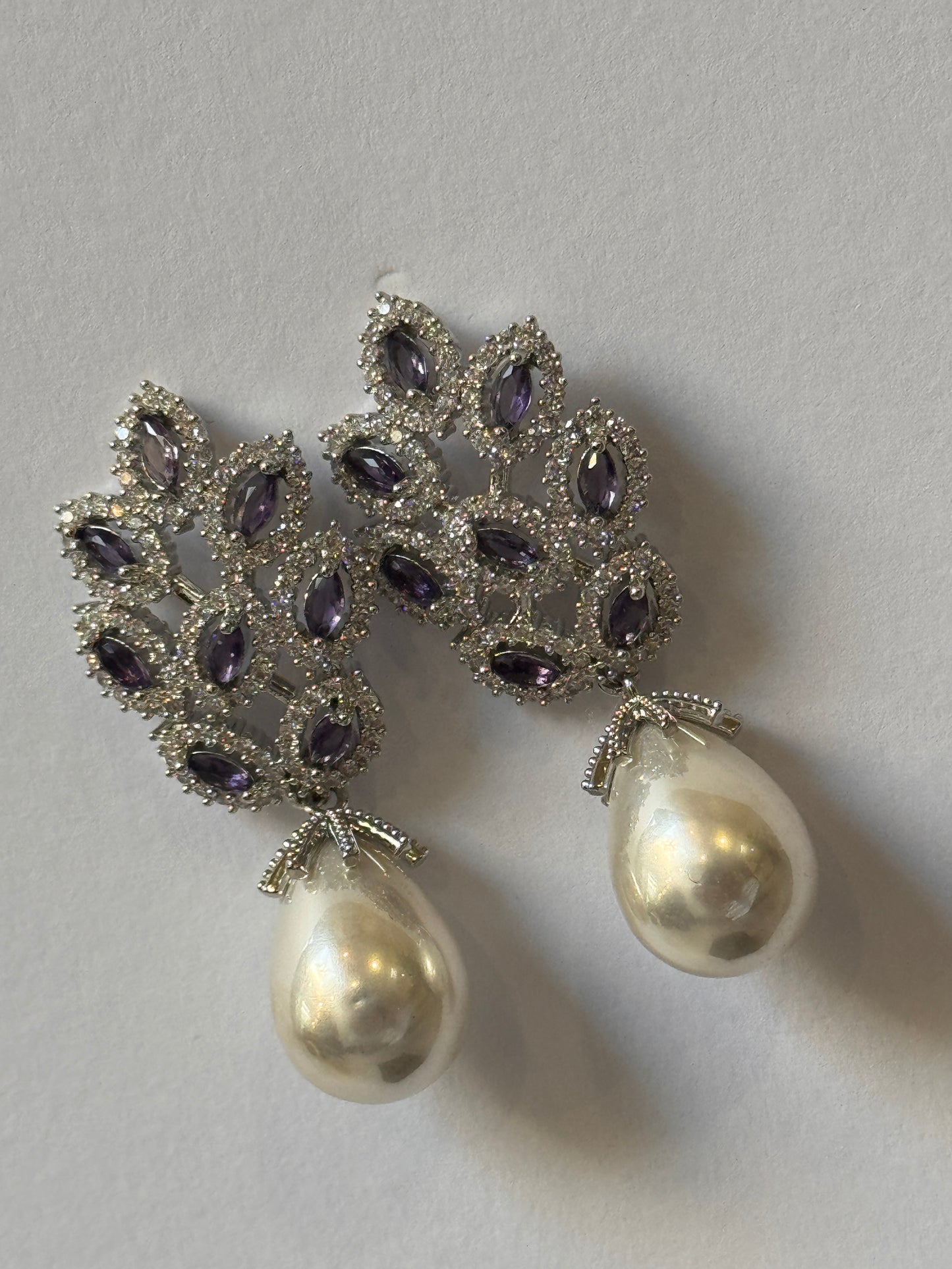 18K Silver Plated colour Earring/Zircon Stones/ Rhodium coating