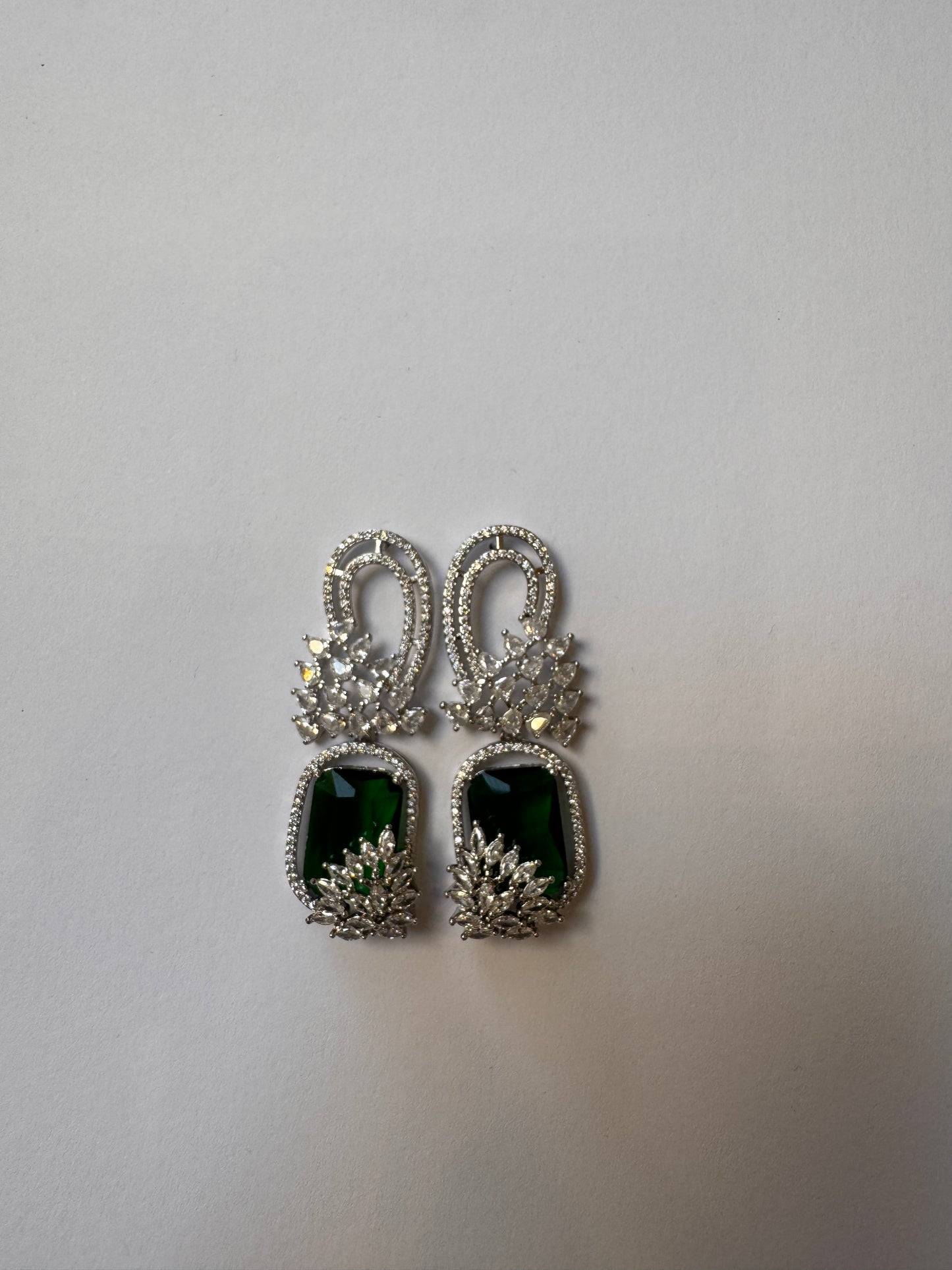 18K Silver Plated colour Earring/Zircon Stones/ Rhodium coating