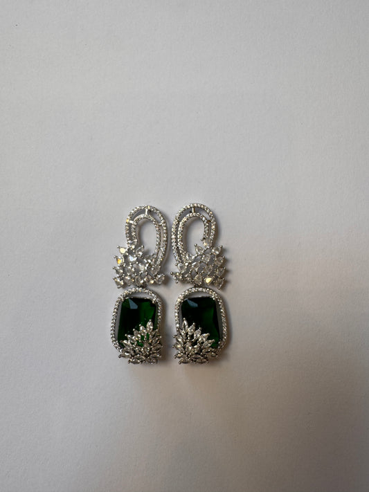 18K Silver Plated colour Earring/Zircon Stones/ Rhodium coating