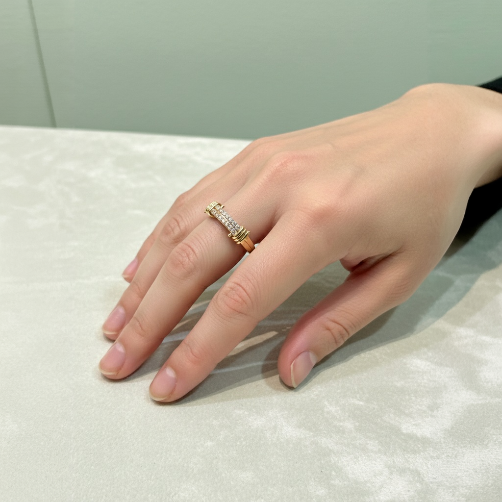 18K Gold Plated colourRing/Zircon Stones/ Rhodium coating