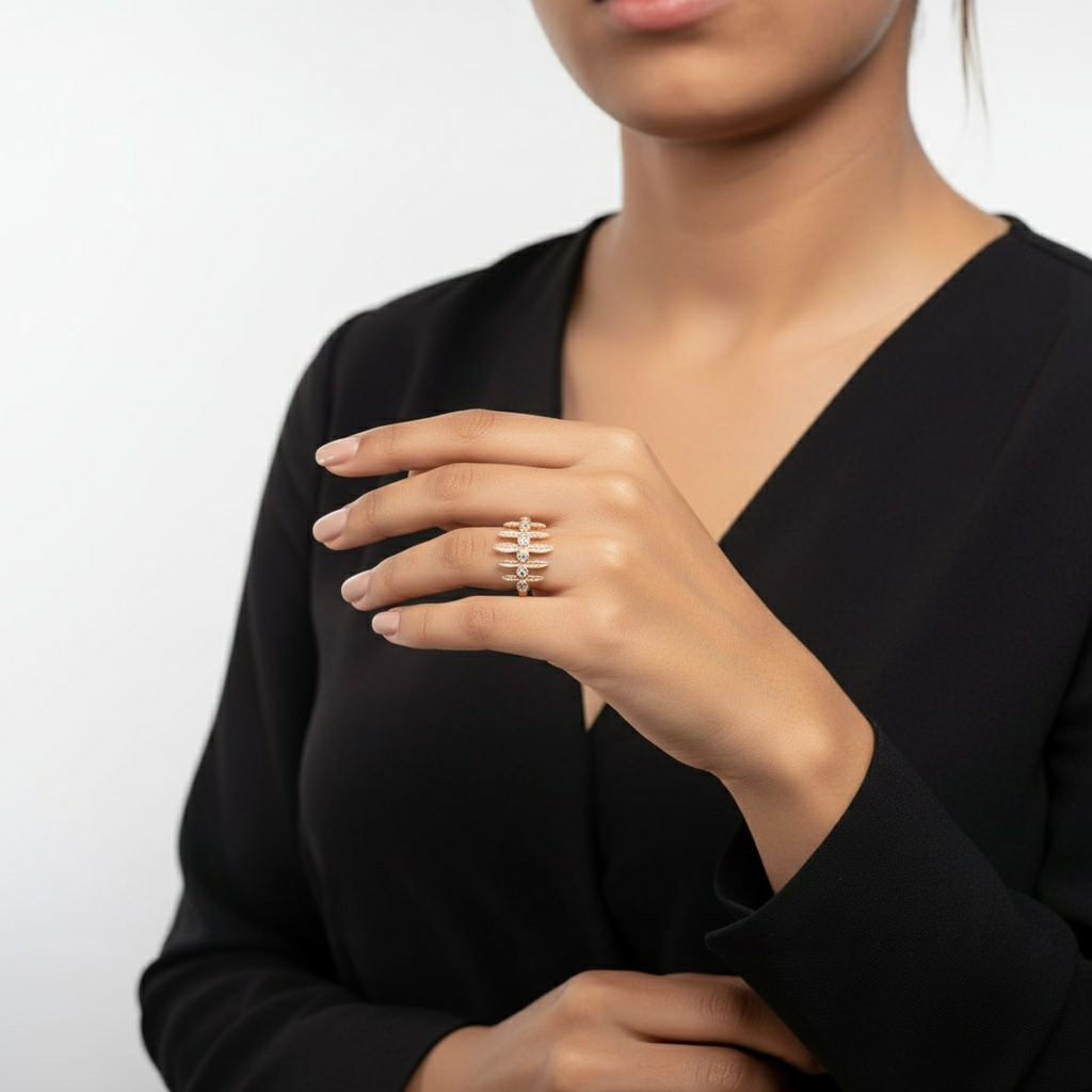 18K Gold Plated colour Ring/Zircon Stones/ Rhodium coating