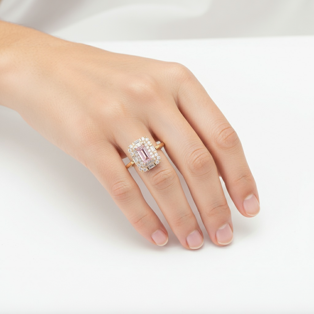 18K Gold Plated colour Ring/Zircon Stones/ Rhodium coating