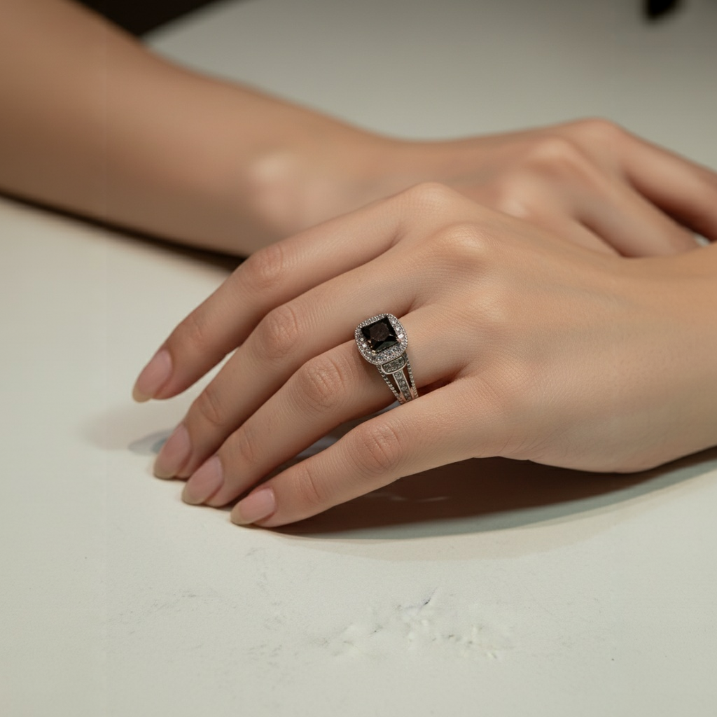 18K Silver Plated colour Ring/Zircon Stones/ Rhodium coating