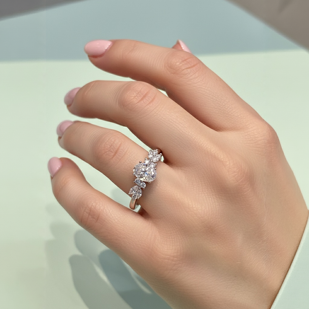 18K Silver Plated colour Ring/Zircon Stones/ Rhodium coating