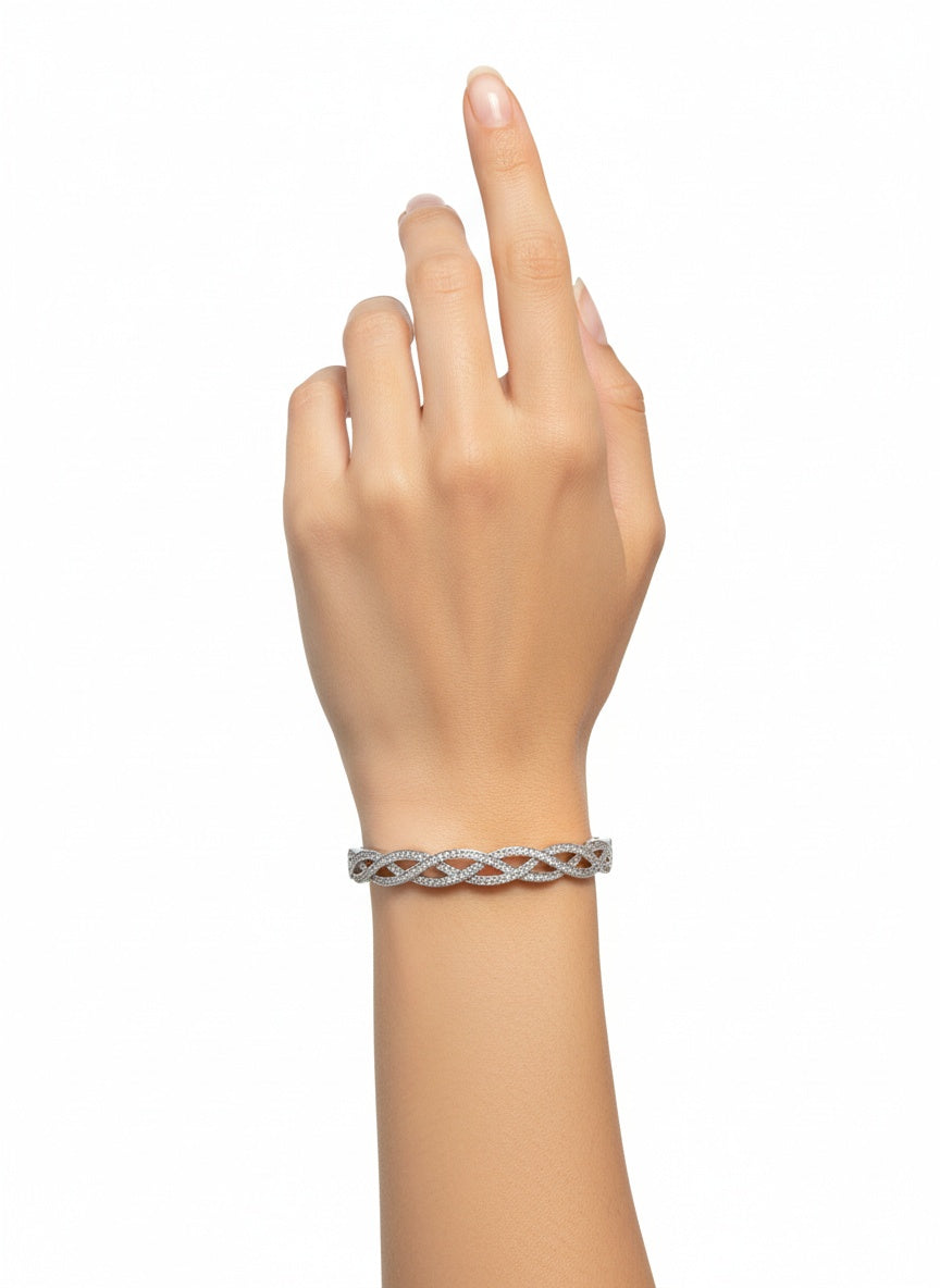 18K Silver Plated colour Bracelet/Zircon Stones/ Rhodium coating