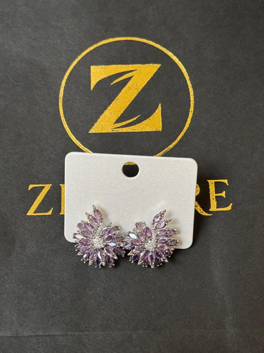 18K Silver Plated colour Earring/Zircon Stones/ Rhodium coating