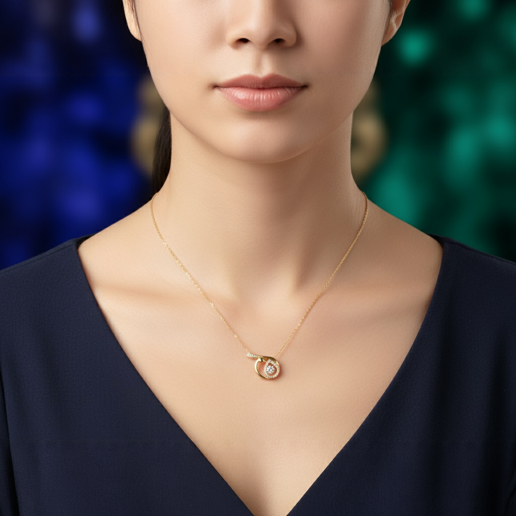 18K Gold Plated colour Necklace/Zircon Stones/ Rhodium coating