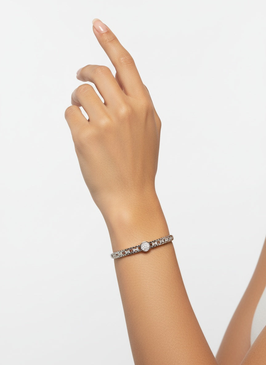 18K Silver Plated colour Bracelet/Zircon Stones/ Rhodium coating