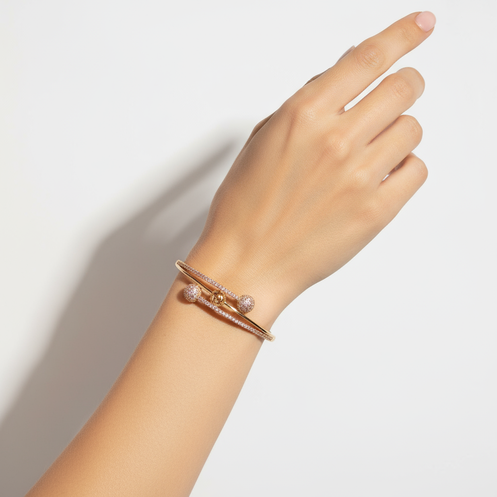 18K Gold Plated colour Bracelet/Zircon Stones/ Rhodium coating