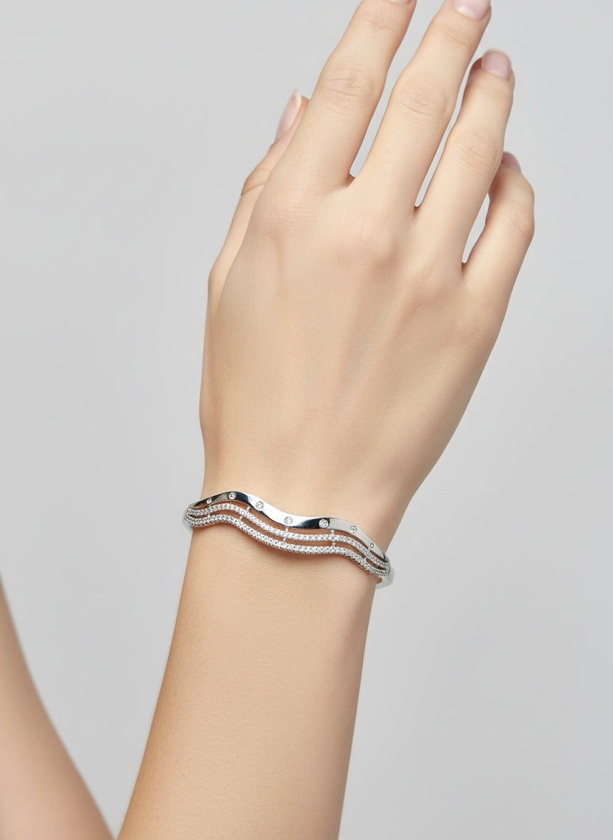 18K Silver Plated colour Bracelet/Zircon Stones/ Rhodium coating