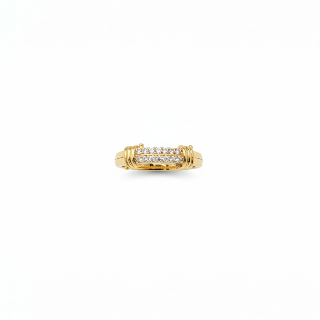 18K Gold Plated colourRing/Zircon Stones/ Rhodium coating