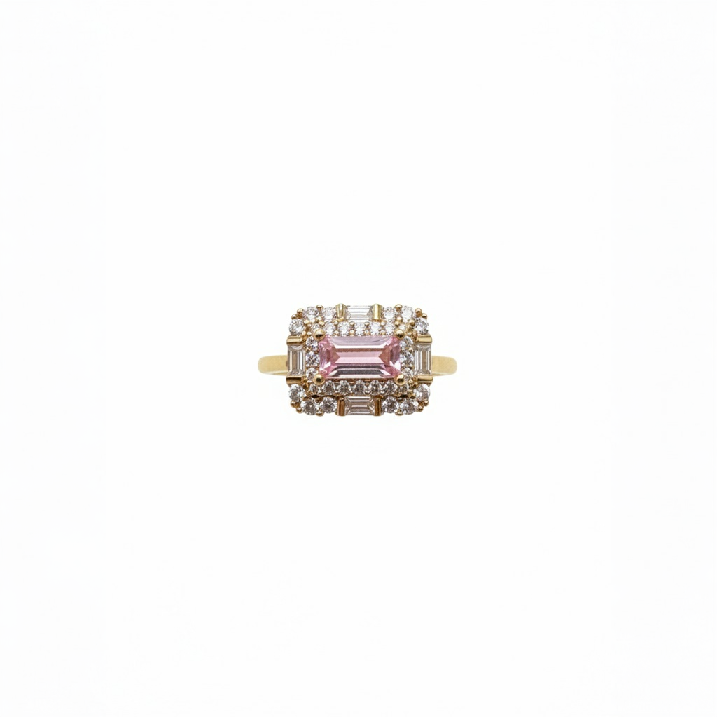 18K Gold Plated colour Ring/Zircon Stones/ Rhodium coating