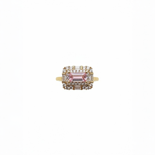 18K Gold Plated colour Ring/Zircon Stones/ Rhodium coating