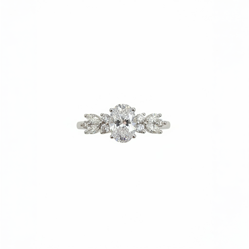 18K Silver Plated colour Ring/Zircon Stones/ Rhodium coating