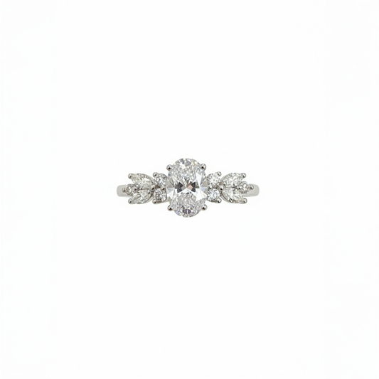 18K Silver Plated colour Ring/Zircon Stones/ Rhodium coating